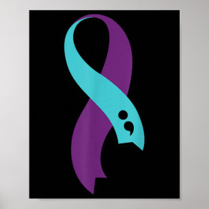 Affiche Semicolon du ruban pourpre turquoise Prévention du