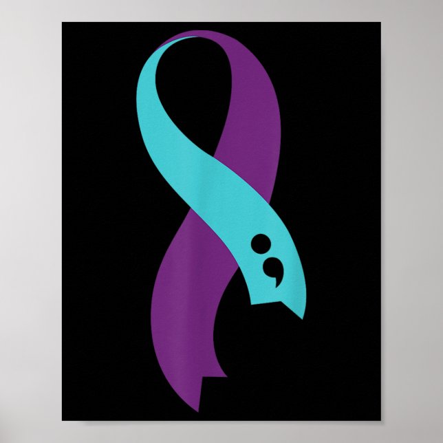 Affiche Semicolon du ruban pourpre turquoise Prévention du (Devant)