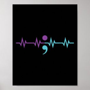 Affiche Semicolon Heartbeat Prévention du suicide cardiaqu