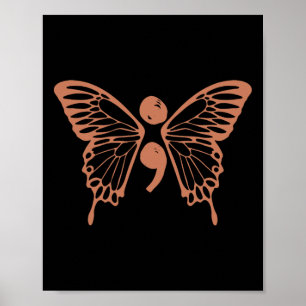Affiche Semicolon papillon 988 Prévention du suicide
