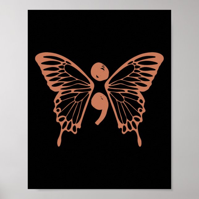 Affiche Semicolon papillon 988 Prévention du suicide (Devant)