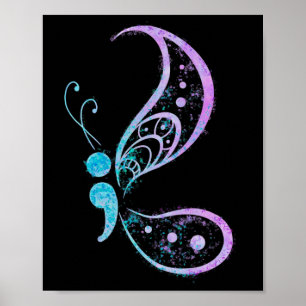 Affiche Semicolon Papillon semi-côlon Tatouage santé menta