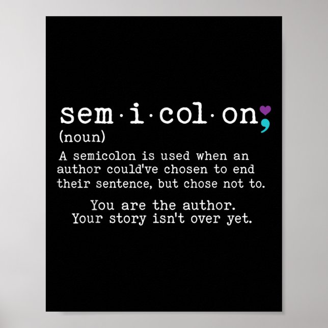Affiche Semicolon rétro Définition Prévention du suicide A (Devant)