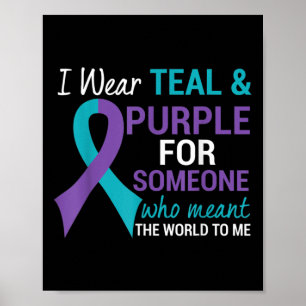 Affiche Semicolon Turquoise Et Violet Ribbon Sensibilisati