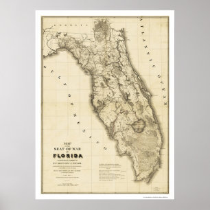 Affiche Seminole War Florida Map 1839