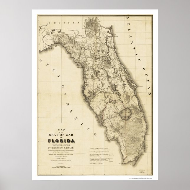 Affiche Seminole War Florida Map 1839 (Devant)