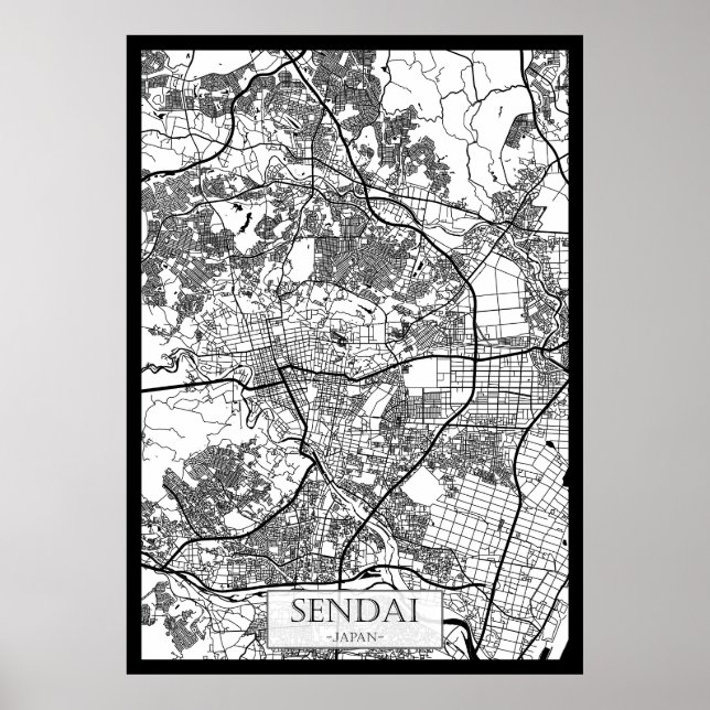 Affiche Sendai Japan City Map (Devant)