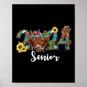 Affiche Senior 2024 Highland Cow Western Graduation Class