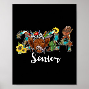 Affiche Senior 2024 Highland Cow Western Graduation Class