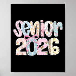 Affiche Senior 2026 Cl De 2026 Coquette Pastel Dentelle Fl
