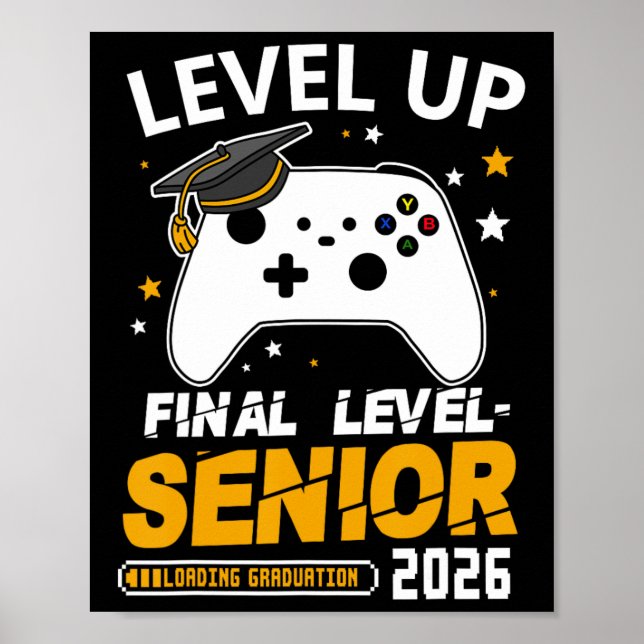 Affiche Senior 2026 Level Up Final Graduation Grad Gaming  (Devant)