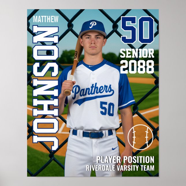 Affiche Senior Baseball Team Custom Photo Sports (Devant)