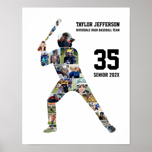 Affiche Senior Baseball Team Photo Collage Custom Sports (Devant)