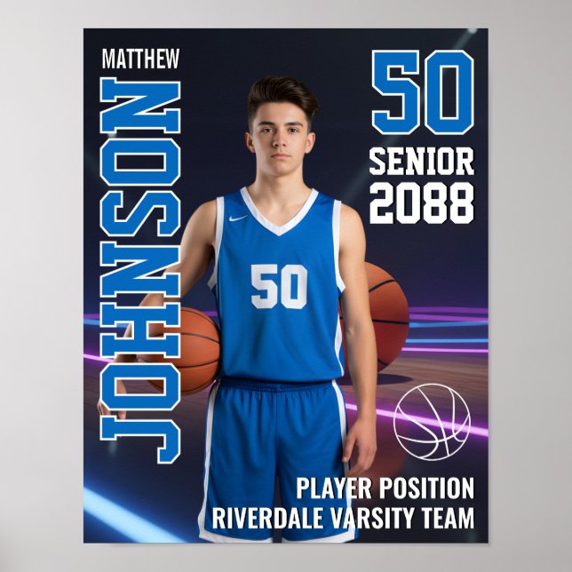 Affiche Senior Basketball MVP Player Portrait Photo Sports (Devant)