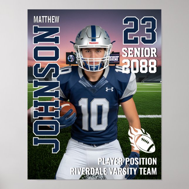 Affiche Senior Football Team Custom Photo Gift Sports (Devant)