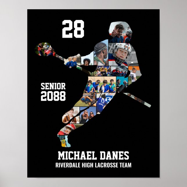 Affiche Senior Lacrosse Custom Sports Photo Collage (Devant)