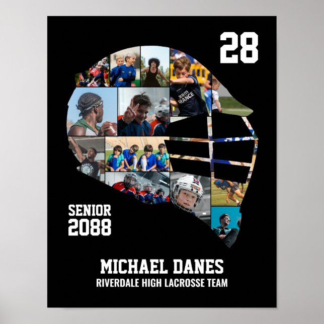 Affiche Senior Lacrosse Player Custom Photo Collage (Devant)