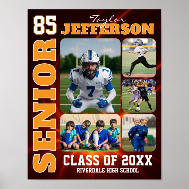 Affiche Senior Night Sports Team Custom Photo Collage (Devant)