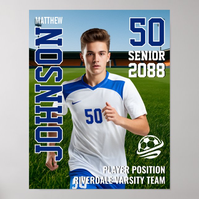 Affiche Senior Soccer Player Team Photo Custom Sports (Devant)