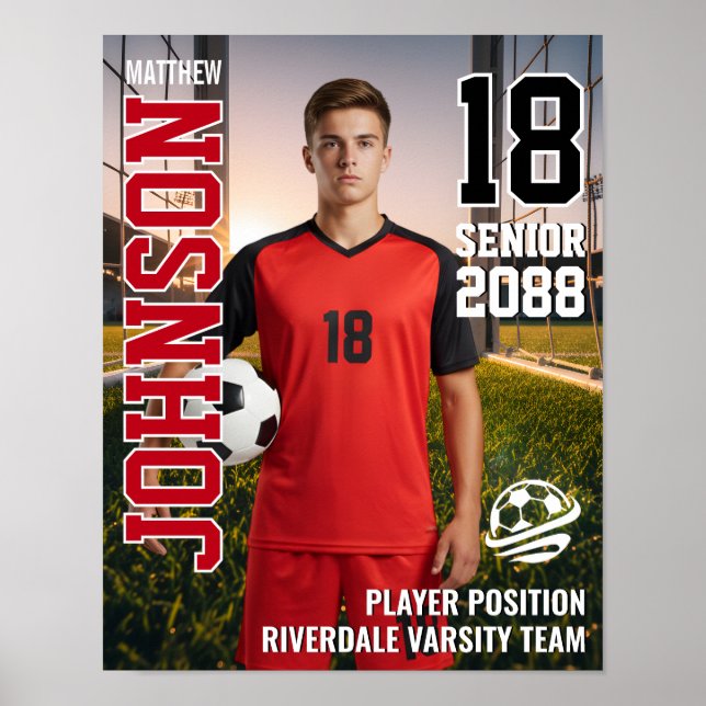 Affiche Senior Soccer Team Custom Player Photo Sports (Devant)