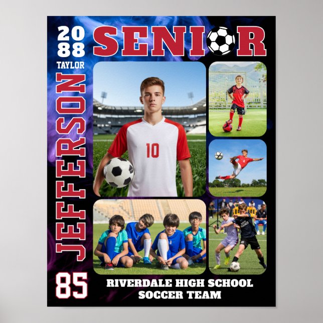 Affiche Senior Soccer Team Sports Player Photo Collage (Devant)
