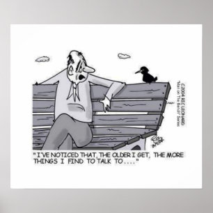 Affiche Senior sur le banc du parc