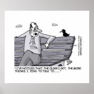 Affiche Senior sur le banc du parc