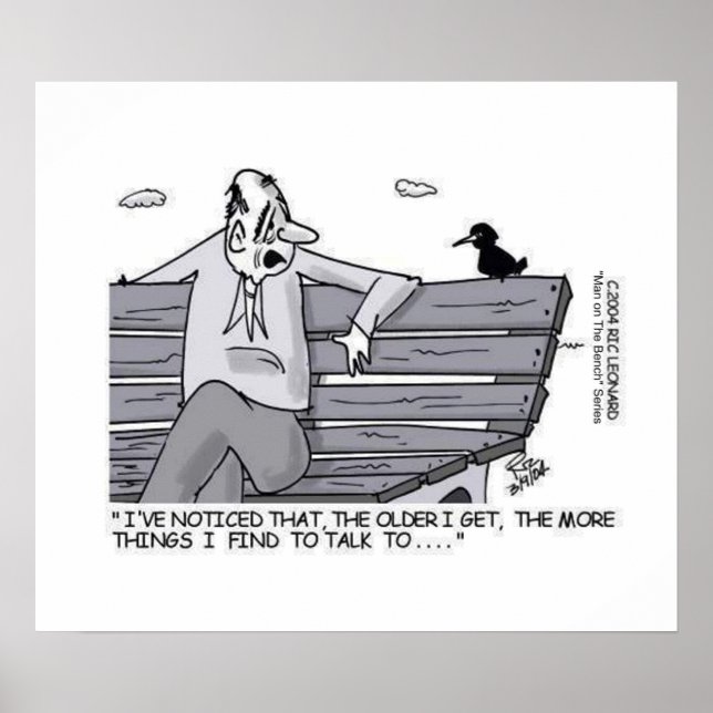 Affiche Senior sur le banc du parc (Devant)