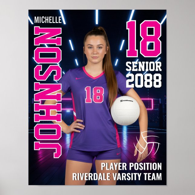Affiche Senior Volleyball Player Personalized Photo Sports (Devant)