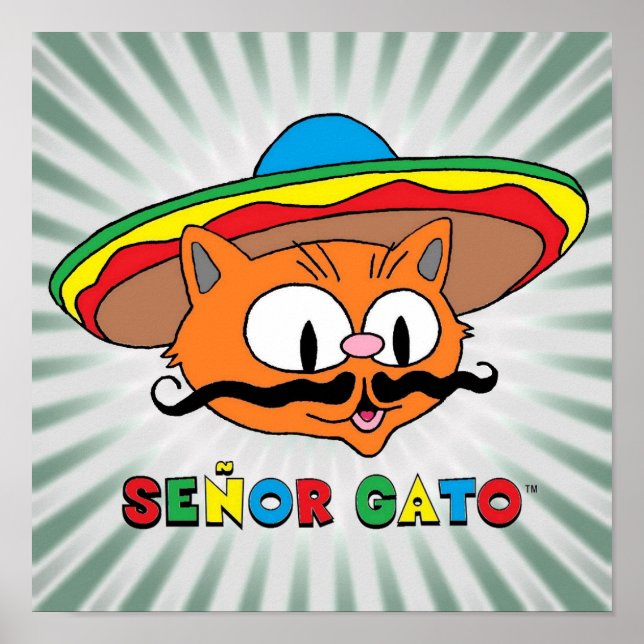 Affiche Senor Gato caricature Mustache Cat (Devant)