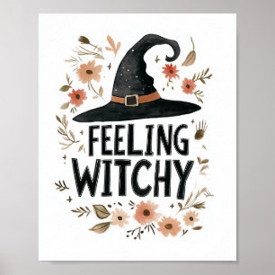 Affiche Sensation Witchy sorcier Casquette de l'aquarelle 