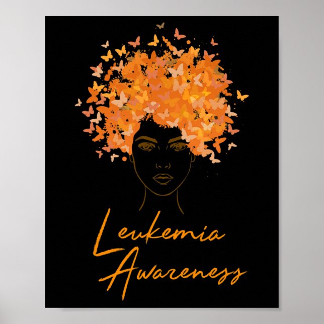 Affiche Sensibilisation à la leucémie Papillons orange Cad (Devant)