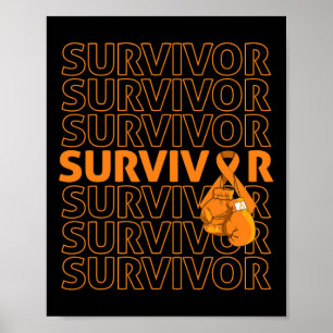 Affiche Sensibilisation à la leucémie Survivor Orange Ribb
