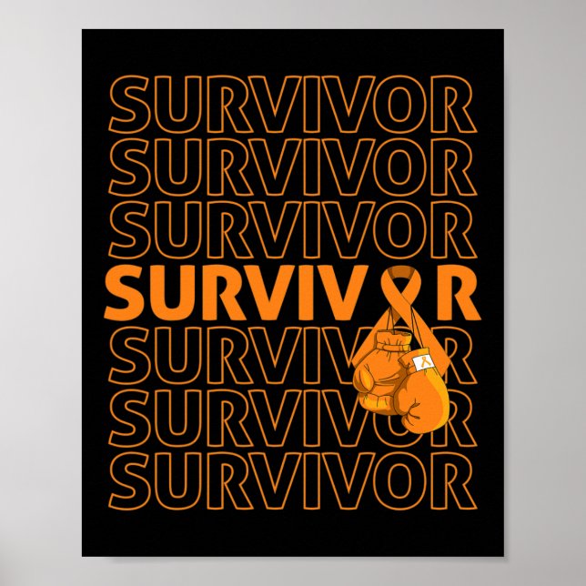 Affiche Sensibilisation à la leucémie Survivor Orange Ribb (Devant)