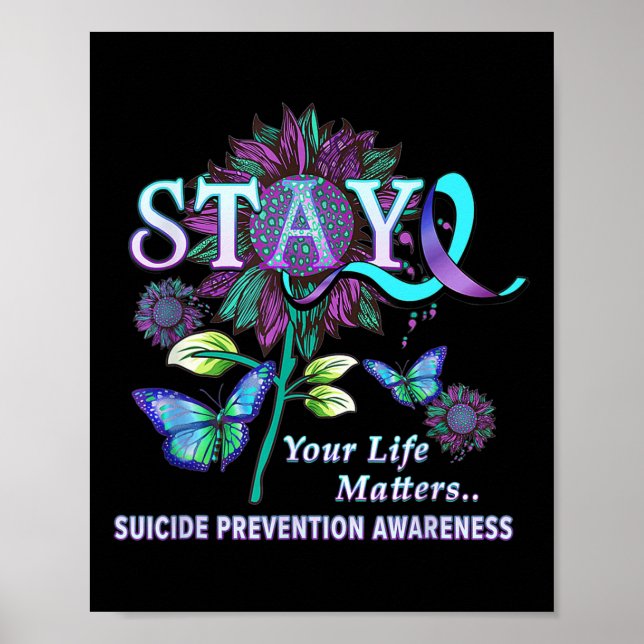 Affiche Sensibilisation à la prévention du suicide Restez  (Devant)