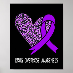 Affiche Sensibilisation à la surdose de drogue Ruban pourp