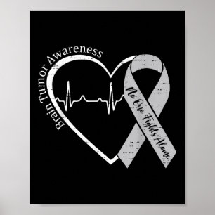 Affiche Sensibilisation à la tumeur cérébrale Coeur Gris R