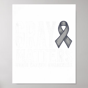 Affiche Sensibilisation à la tumeur cérébrale Gris S Cerve