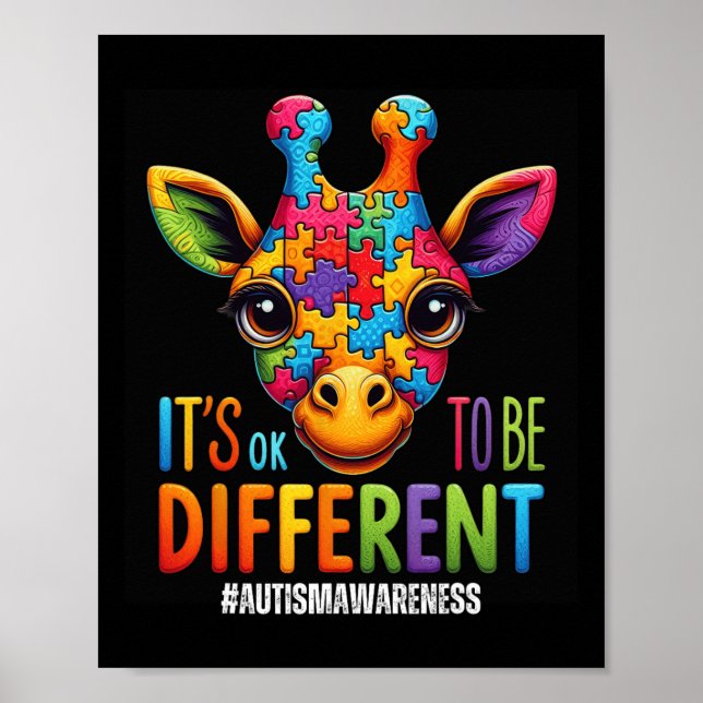 Affiche Sensibilisation à l'autisme Girafe mignon Animal C (Devant)
