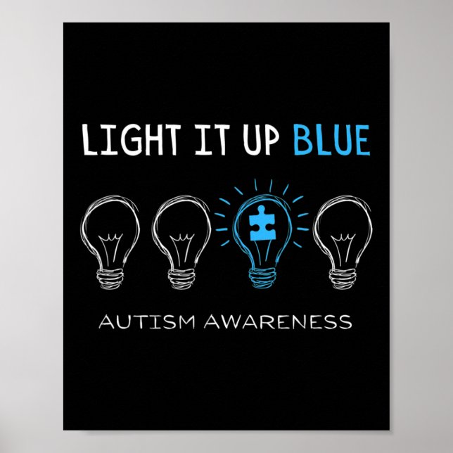 Affiche Sensibilisation à l'autisme Illuminez-le en bleu H (Devant)