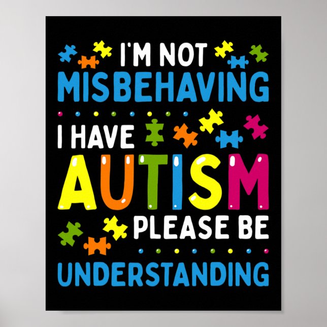 Affiche Sensibilisation à l'autisme Je ne me comporte pas  (Devant)