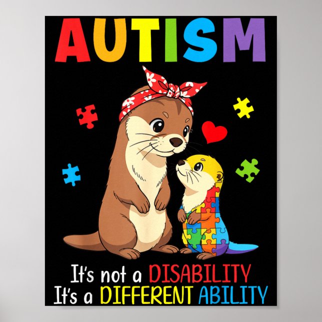 Affiche Sensibilisation à l'autisme Mère Loutre Capacité D (Devant)