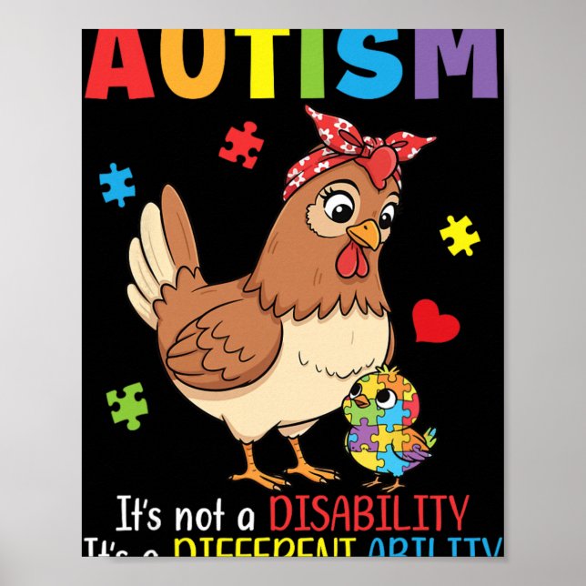 Affiche Sensibilisation à l'autisme Mère Poulet Capacité d (Devant)