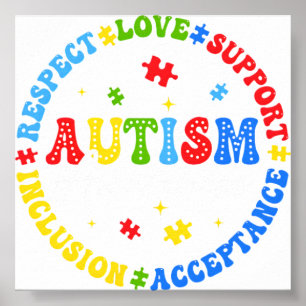 Affiche Sensibilisation à l'autisme Respect Amour Soutien