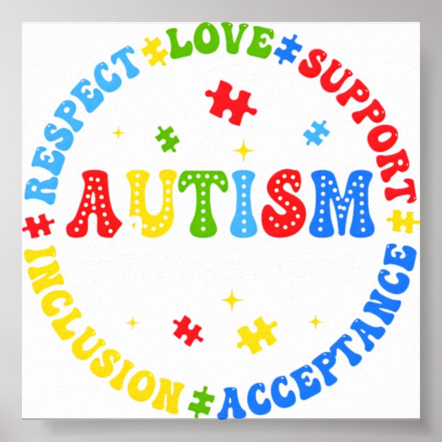 Affiche Sensibilisation à l'autisme Respect Amour Soutien  (Devant)