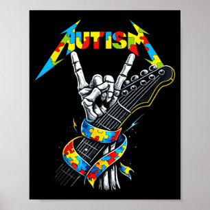 Affiche Sensibilisation à l'autisme squelette autiste joue