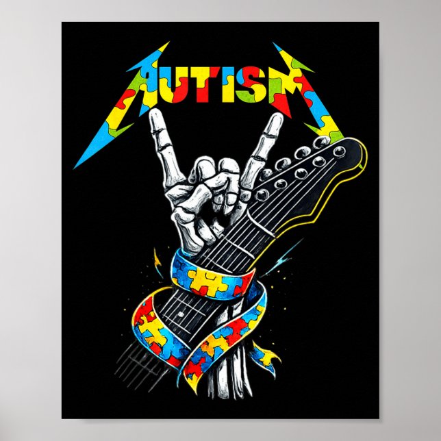 Affiche Sensibilisation à l'autisme squelette autiste joue (Devant)