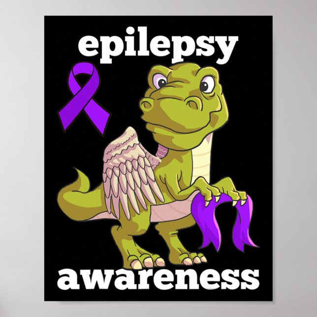 Affiche Sensibilisation à l'épilepsie Cute Dinosaure T Rex (Devant)