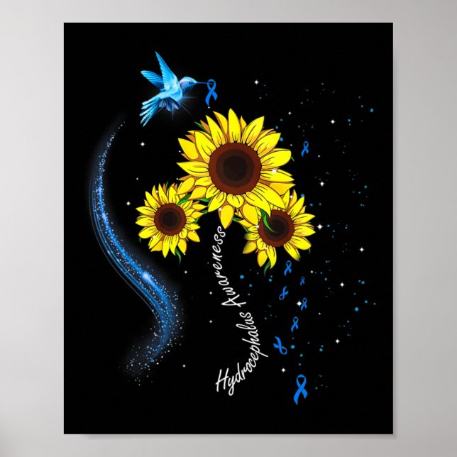 Affiche Sensibilisation à l'hydrocéphalie du tournesol ble (Devant)