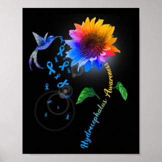 Affiche Sensibilisation à l'hydrocéphalie Tournesol bleu C